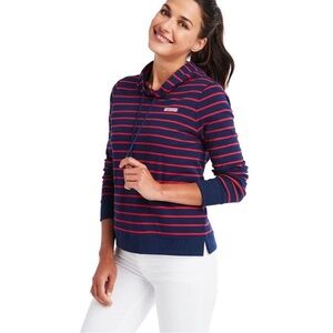 Vineyard Vines Break Stripe Shep Shirt Lightning Red Navy Blue Pullover Hoodie S